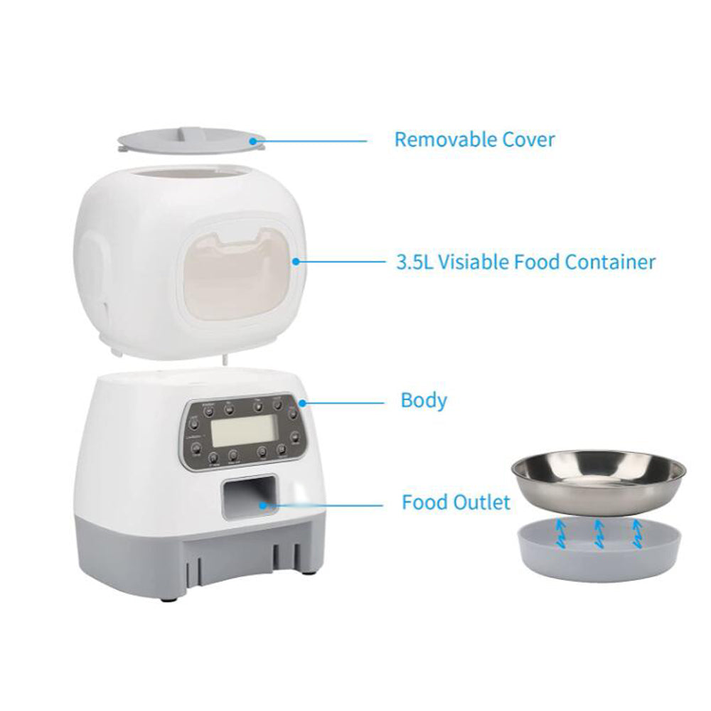 Automatic Pet Feeder 3.5L Smart Food Dispenser - Voice Programmable & Timer